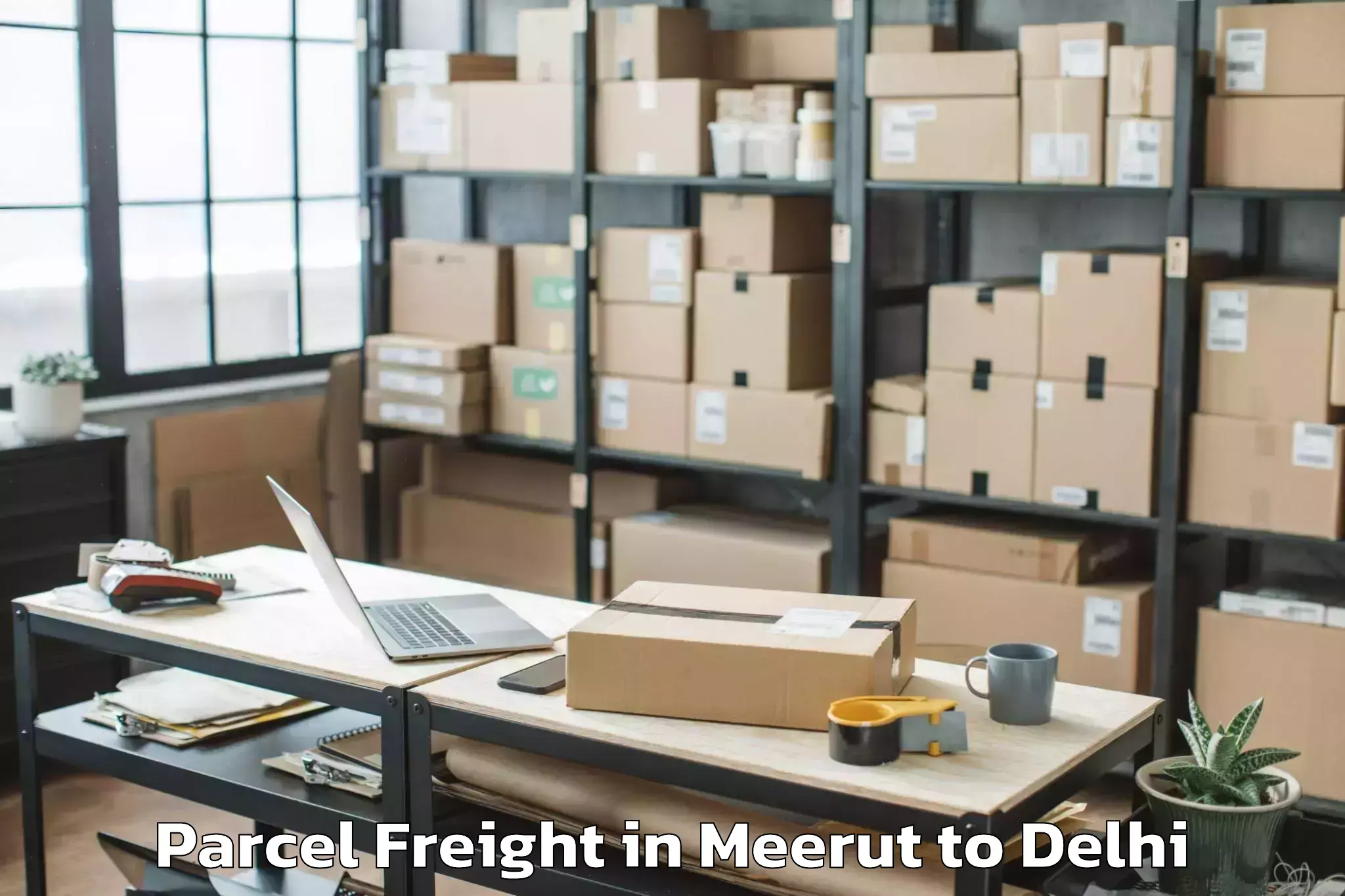 Top Meerut to Alipur Parcel Freight Available